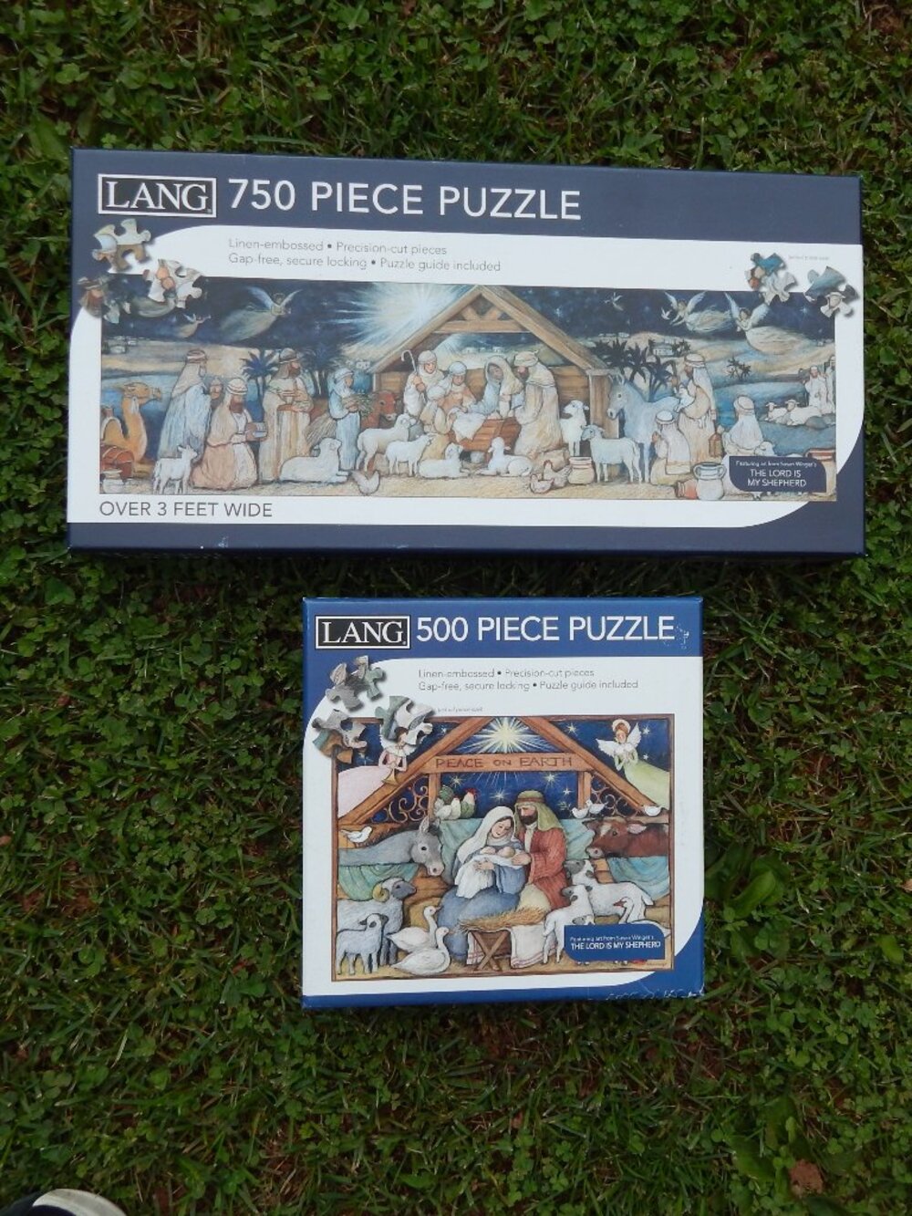 Lang Nativity Jigsaw Puzzle Set of 2 โ One Panoramic โ Both Unused โ Christmas R